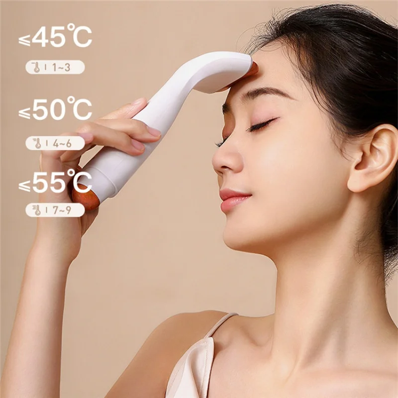 Dubbele Massage Hoofd Beauty Apparaat Oog Acupunten Stok Vibratie Face Lift Warm Kompres Schrapen Elektrische Warmte Bian Stone