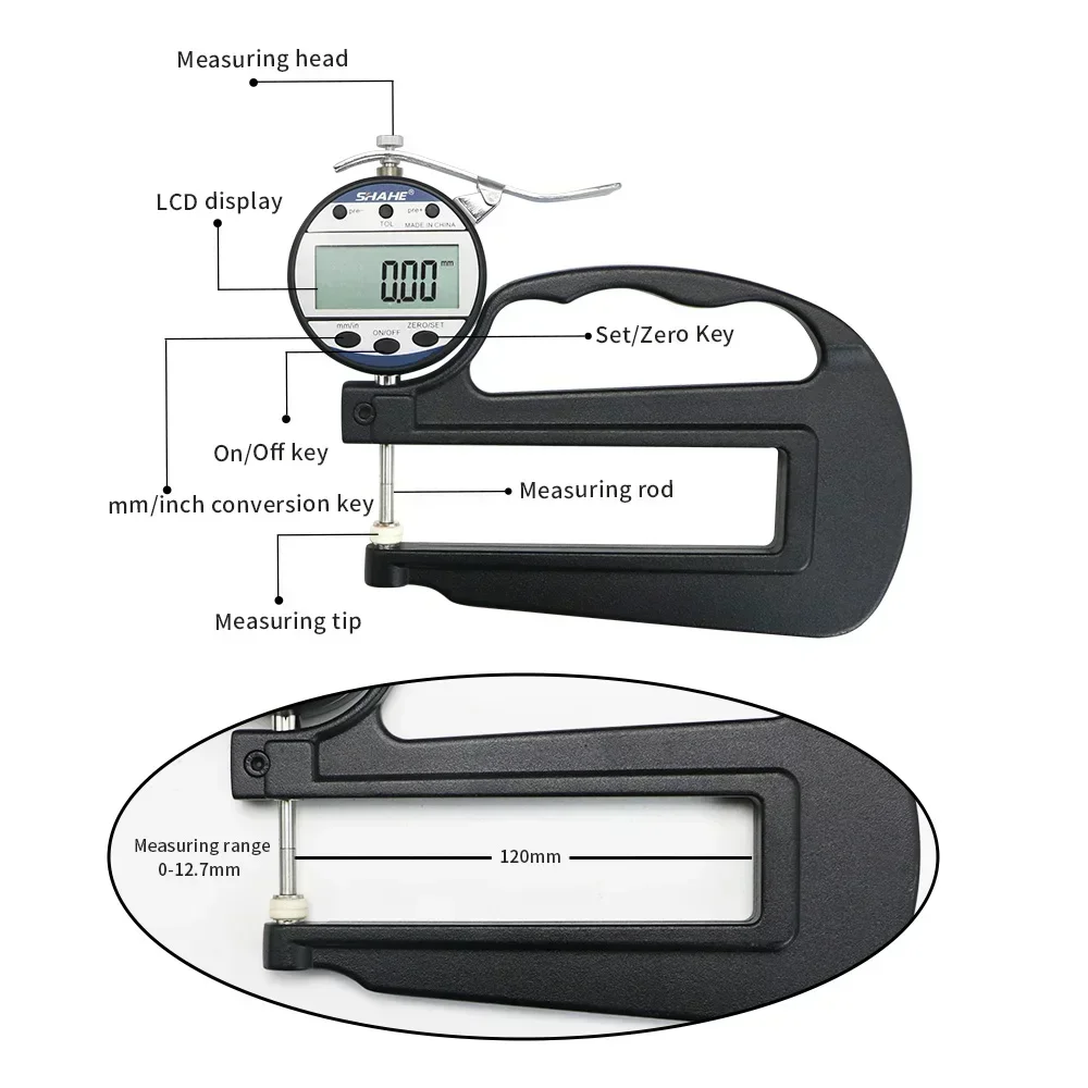 0.01mm 0-10/25 mm High Quality Digital Display Electronic Leather Thickness Gauge Thickness Meter Leather Thickness Gauge