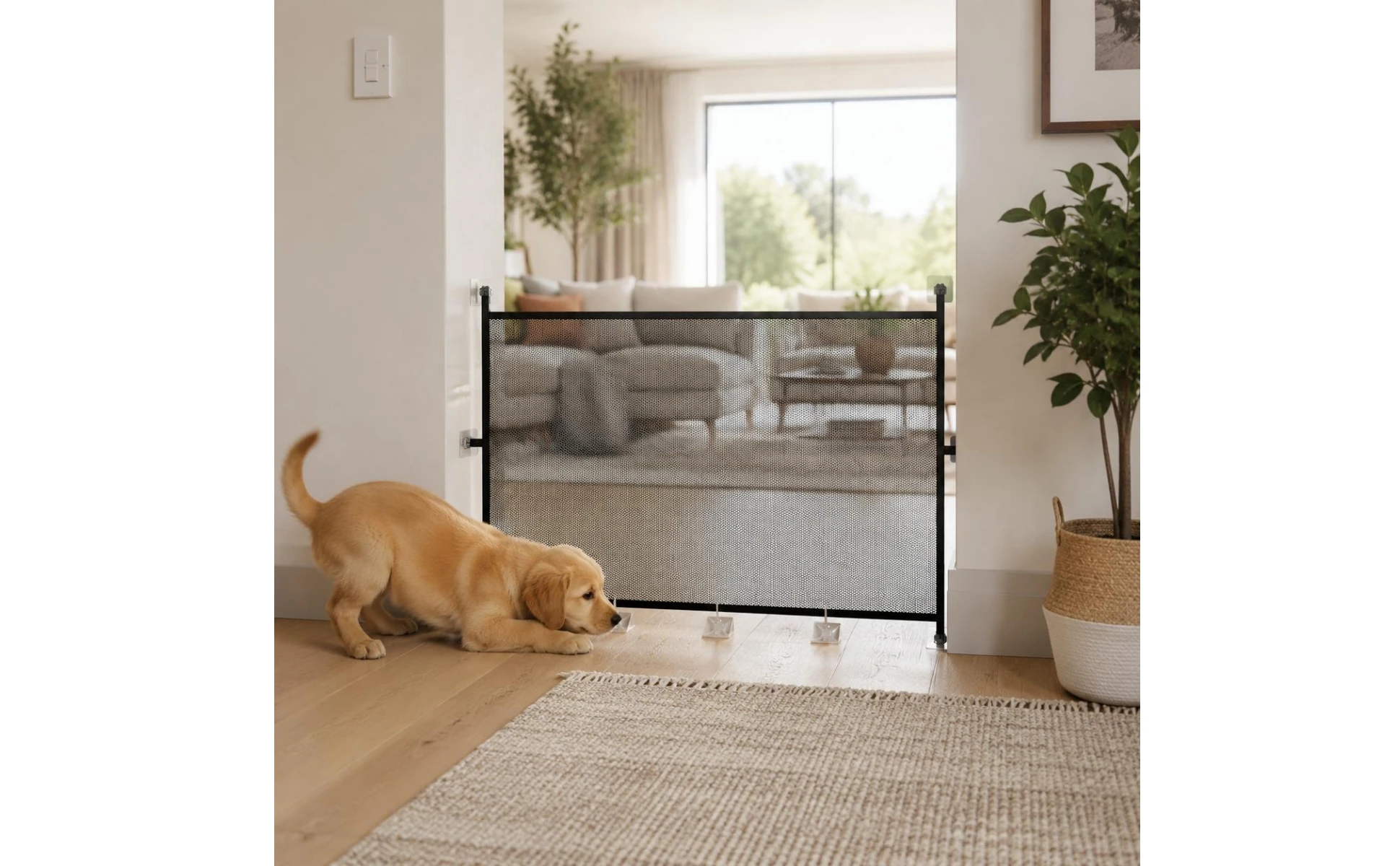 Mesh Pet Barrier Panel Black Frame Rectangular Mesh Gate Panel Indoor Pet Divider Sturdy Dog Fence Panels Long-Lasting Mesh Pet Barrier Panel Black Frame Rectangular Mesh Gate Panel Indoor Pet Divider Sturdy Dog Fence Panels Long-Lasting
