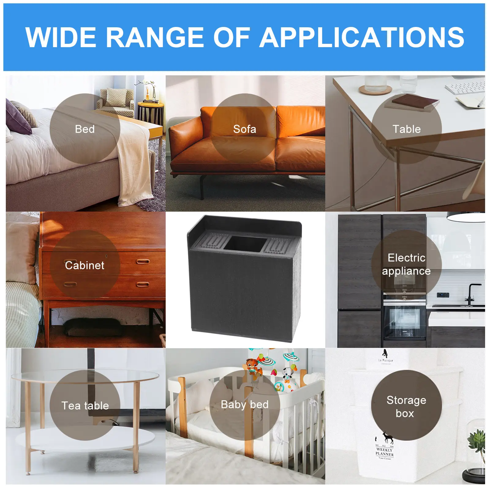 

4Pcs Sturdy Furniture Risers Wear-Resistant Bed Riser for Couch Table Chair Cabinet Washing Machine Desk Support