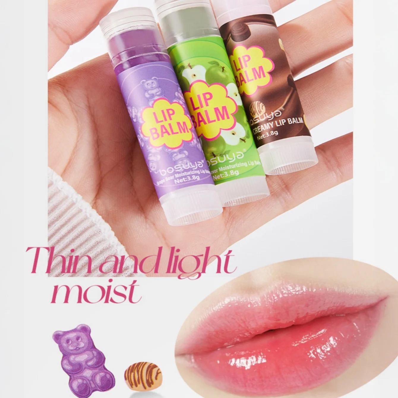 3 шт./компл., фруктовый увлажняющий бальзам для губ, натуральный гипоаллергенный бесцветный губная помада, желе, осветляющий женский и мужской аксессуар для ухода за губами