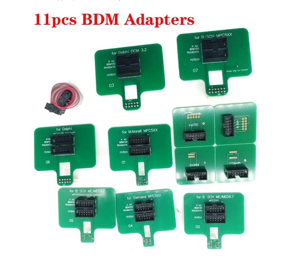 11pcs BDM Adapter Ecu Chip Tuning Auto OBD2 Diagnostic Tool for MPC5xx ME & MED9.7 For FGTECH V54 Bdm100 Transdata