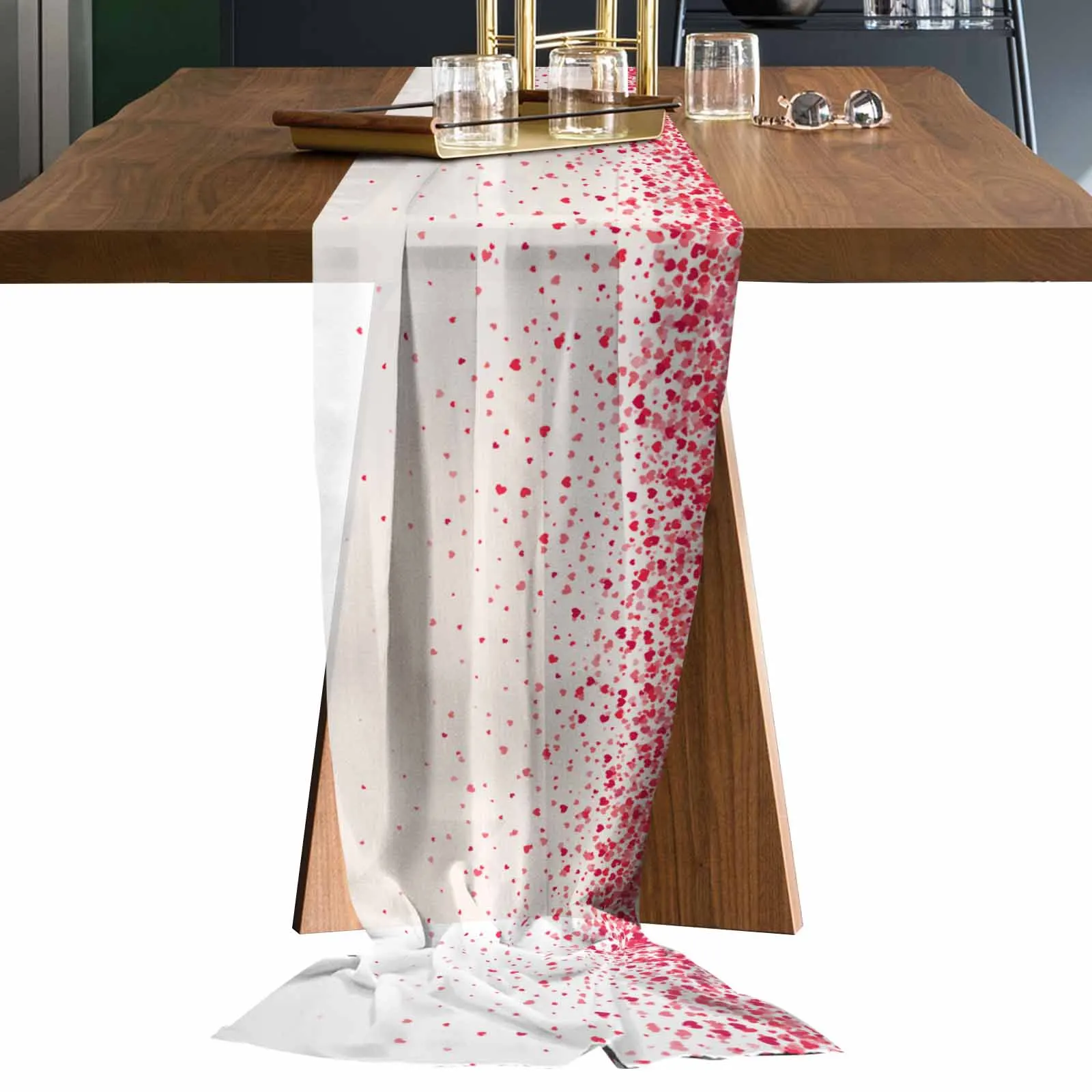 Valentine'S Day Love Tulle Table Runner Wedding Decor Chiffon Table Runner Holiday Dinner Table Decoration