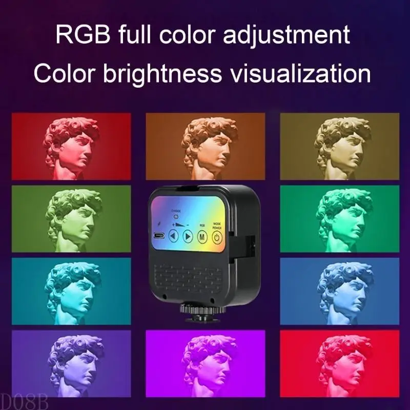 

D08B LED Video Light For Photography And Vlogging Adjustable 3 Color Selfie Lamp