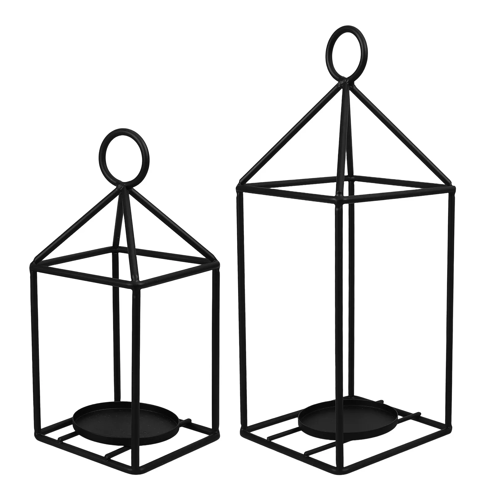 

2pcs Iron Art Holder Sturdy Black Large Tabletop Stand Decorative Candlestick Vintage Style Household Tealight