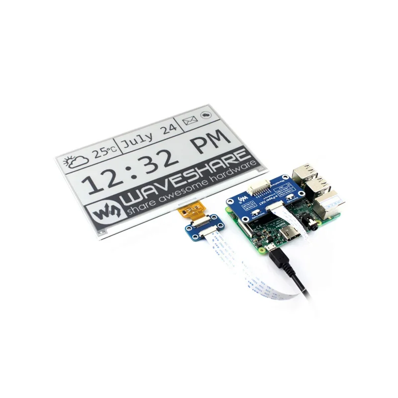 Pantalla Epaper Eink de 7,5 pulgadas, Kit de expansión para RPI, Raspberry Pi 0, Zero 2, 3B, 3, 4, modelo B, 5, extensión