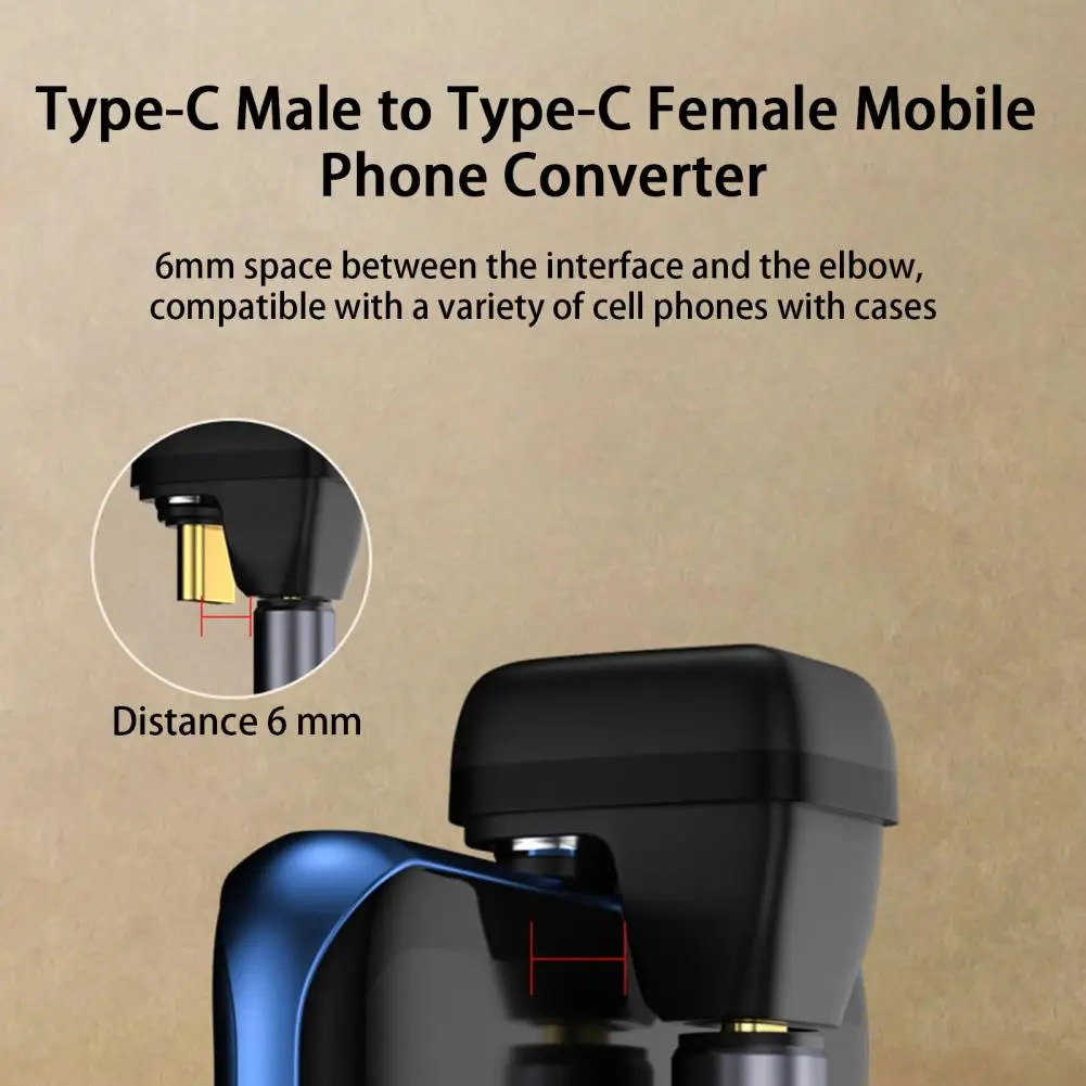 Phone Adapter 8K 60Hz Type-C Converter U-Shaped Type-C Male to Type-C Female Fast Charging Mini Converter File Transfer