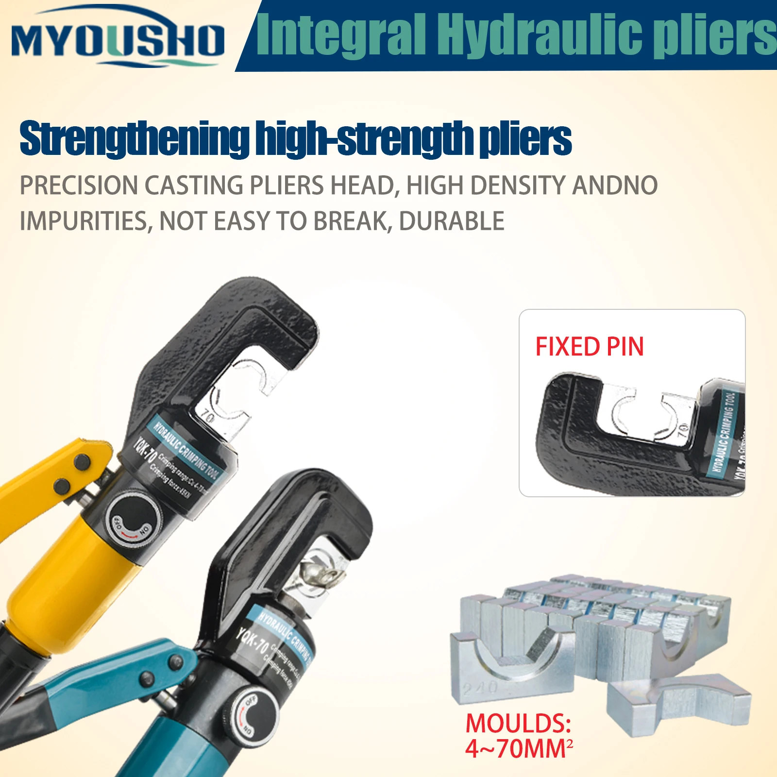 Myousho Hydraulic Crimping Tool YQK-70 Cable Lug Crimper Plier 4-70mm2 Compression Tool Pressure 8T Pressure