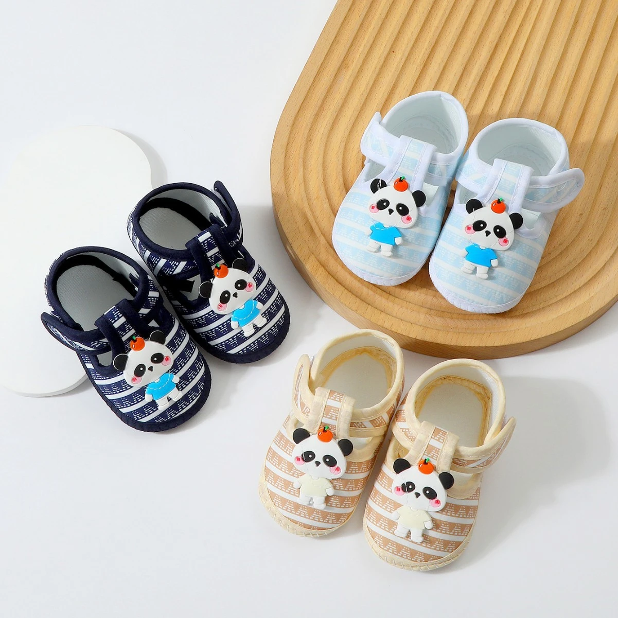 Spring Summer New Toddler Sandals Cute Bear Prewalker Cotton Floor Shoes Soft Baby Girl Non-slip Sole Infant First Walkers