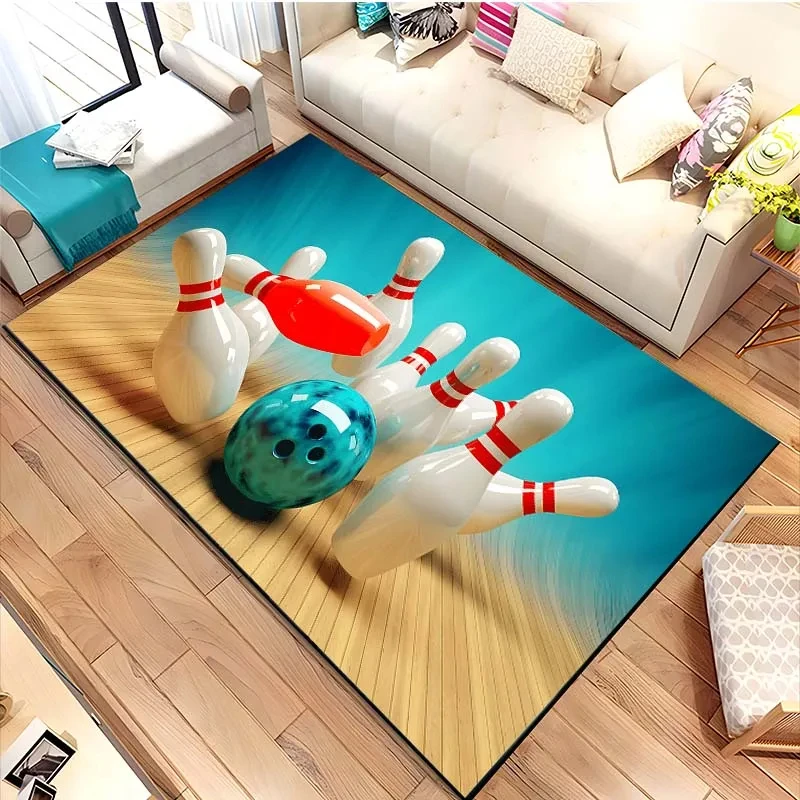 3D Bowling Pattern Carpet Ball Sport Area Rug Living Room Yoga Mats Boys Bedroom Bedside Dorm Floor Mat Home Entrance Doormat
