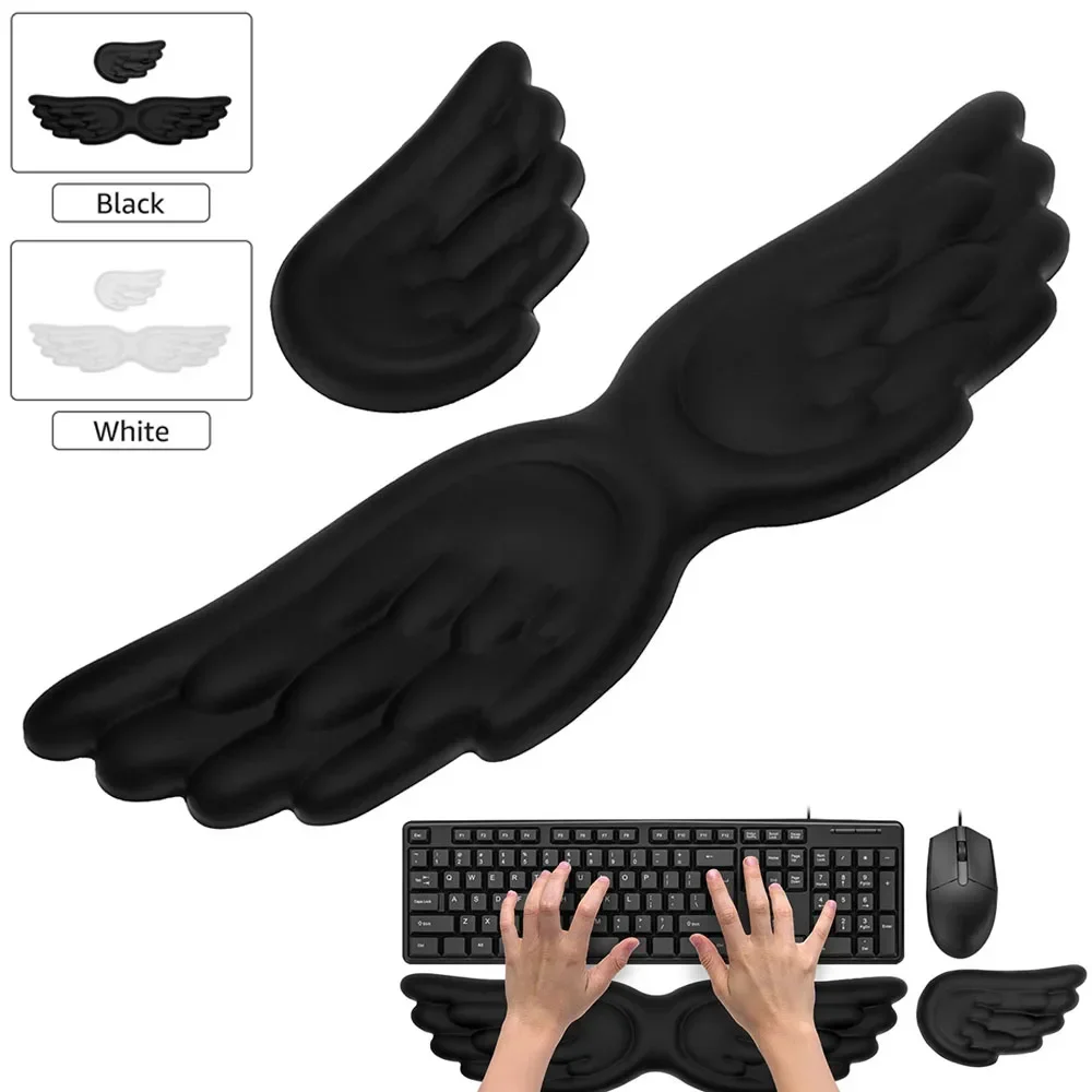 Tastatur-Maus-Handballenauflage aus Memory-Schaum, Engelsflügel-Design, Weiche und Bequeme Niedliche Handauflagen für Büro, Arbeit, Studium und Gaming