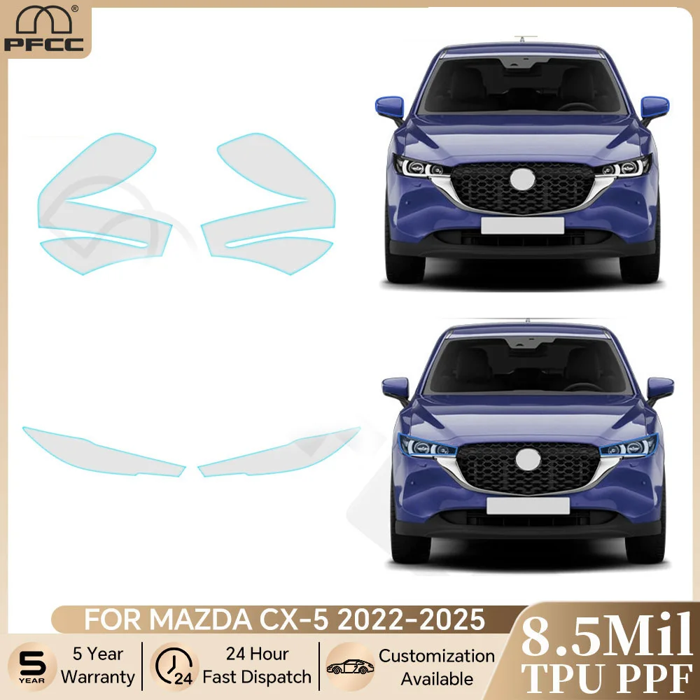

For Mazda CX5 CX-5 2022-2025 Pre-cut PPF Bra Car Headlight Rearview B C Pillars TPU Paint Protection Film Anti-scratch Clear Kit