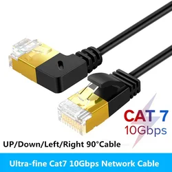 Cat7 Compatible Patch Cord 90 Degree Right Angle 10Gbps Ethernet Cable RJ45 Cat7 Lan Cable UTP RJ45 Network Cable0.5m 1m