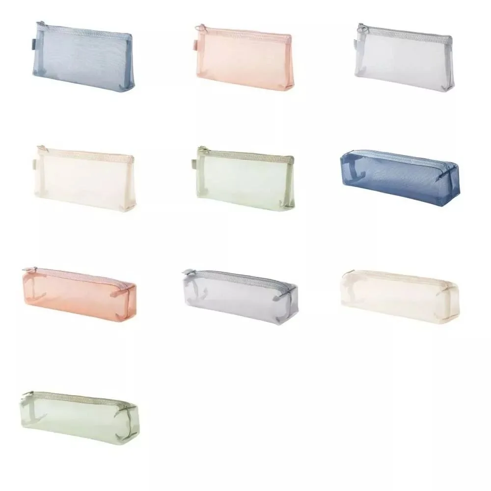 

New Large Capacity Mesh Cosmetic Bag Mesh Portable Coin Purse Transparent Multifunctional Cosmetic Brush Bag