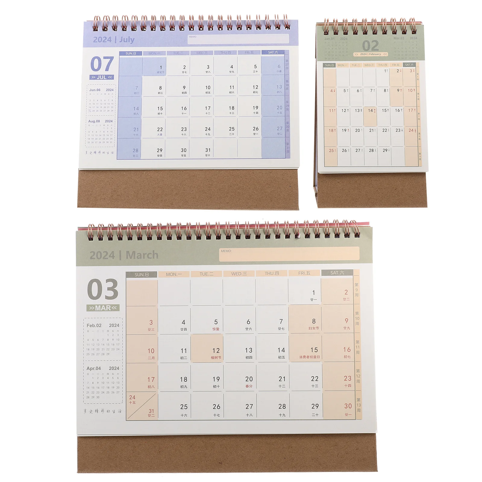 

3Pcs Simple Desk Calendars 2023 2024 Flip Standing Desktop Calendar Office Home Decorative Table Calendar Home Decoration