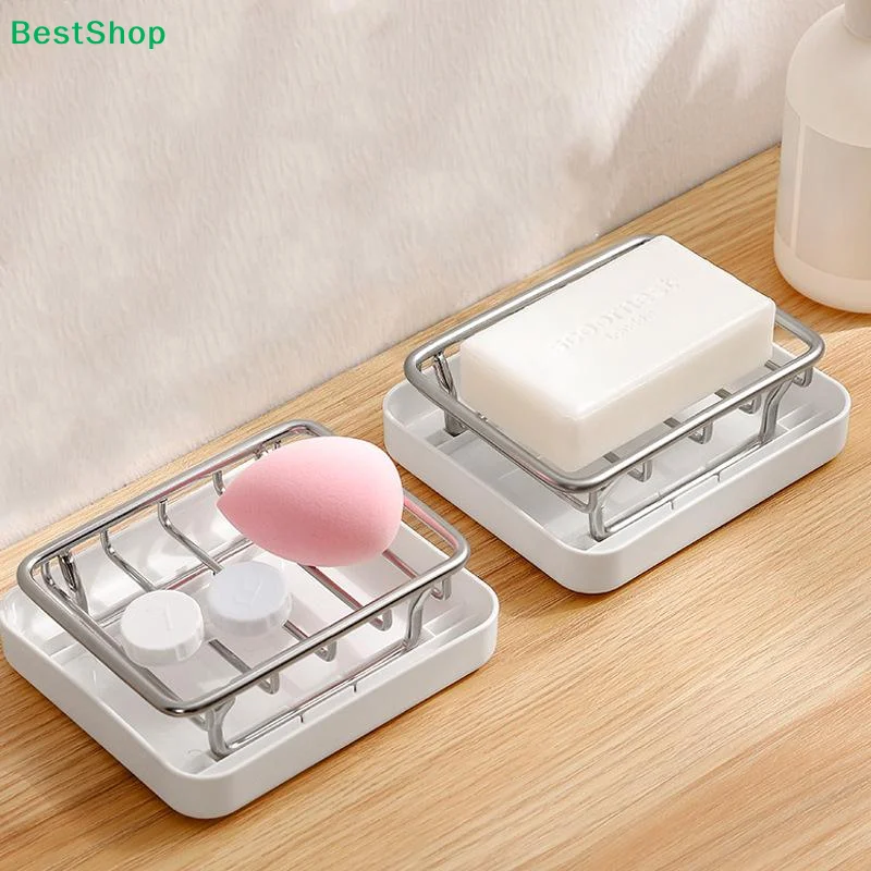 

Держатель для мыла из нержавеющей стали, подставка для сушки и хранения мыла с разделением на сухую и влажную зоны, подходит для ванных комнат и кухонь.