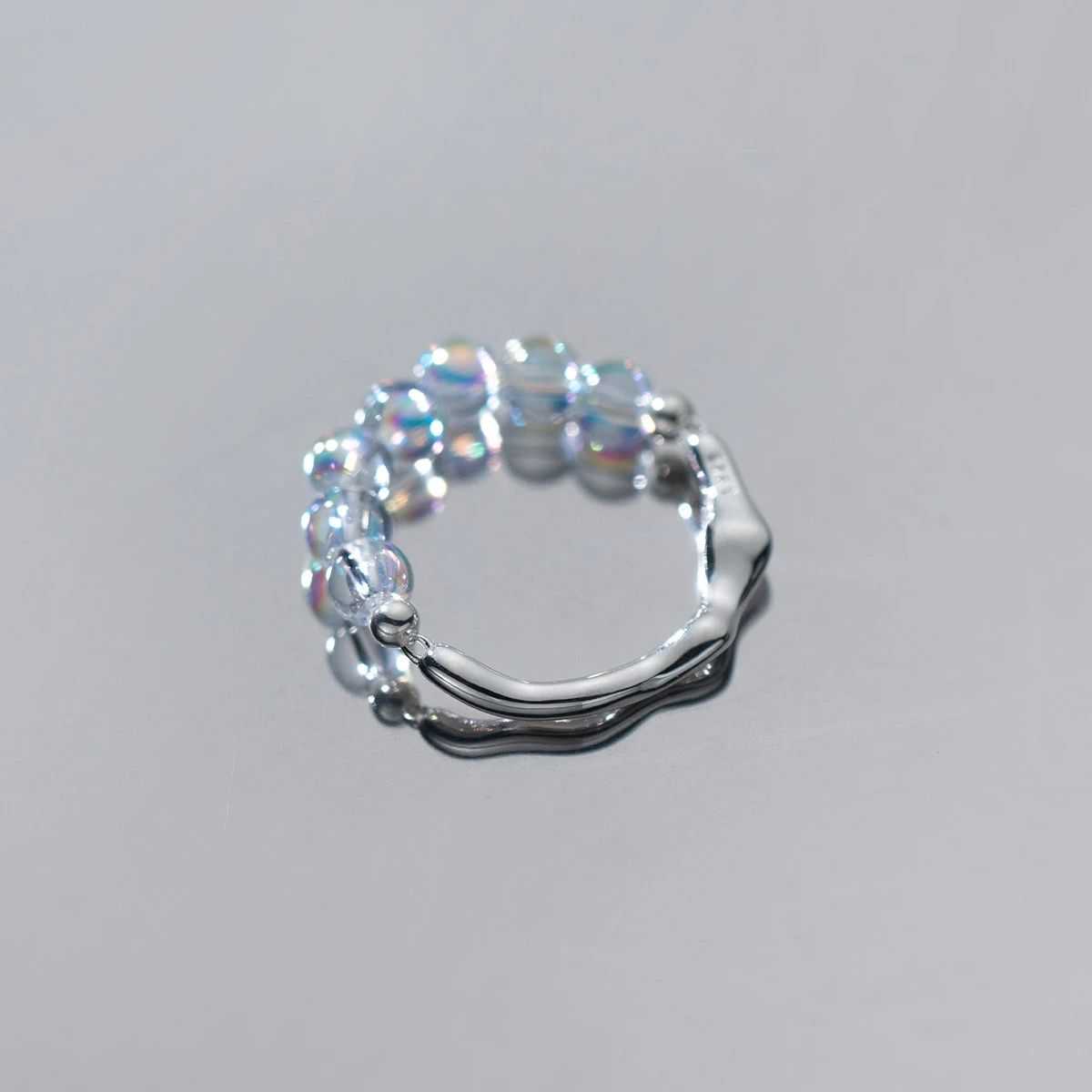 Modian 925 Sterling Silver Irregular Crystal Sparkling Adjustable Finger Ring for Women Anniversary Gift Fine Jewelry Free Size