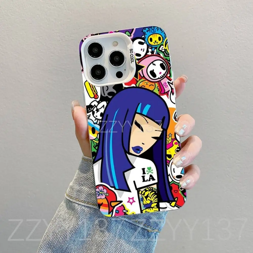حافظة هاتف Tokidokis اليابانية لهاتف iPhone 16,15,14,13,12,11,8,7,Pro,Max,Plus,Mini,XS,SE غطاء مقاوم للصدمات من الحلوى البيضاء غير اللامعة