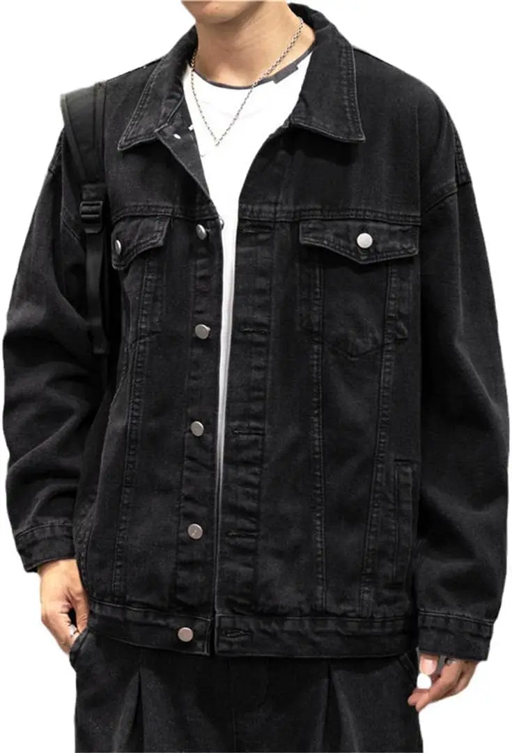 Men's Vintage Denim Jacket Men's Lapel Denim Jacket