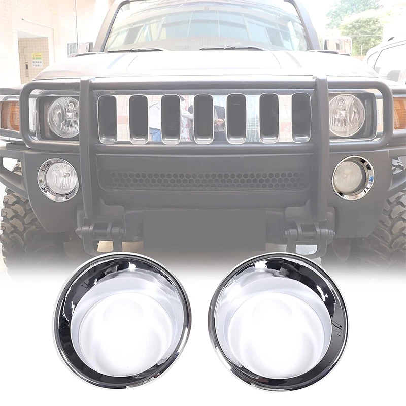 ABS Car Front Bumper Driving Fog Light Lamp Ring Bezels Covers Trim Sticker For Hummer H3 2005-2009 Car Accessories