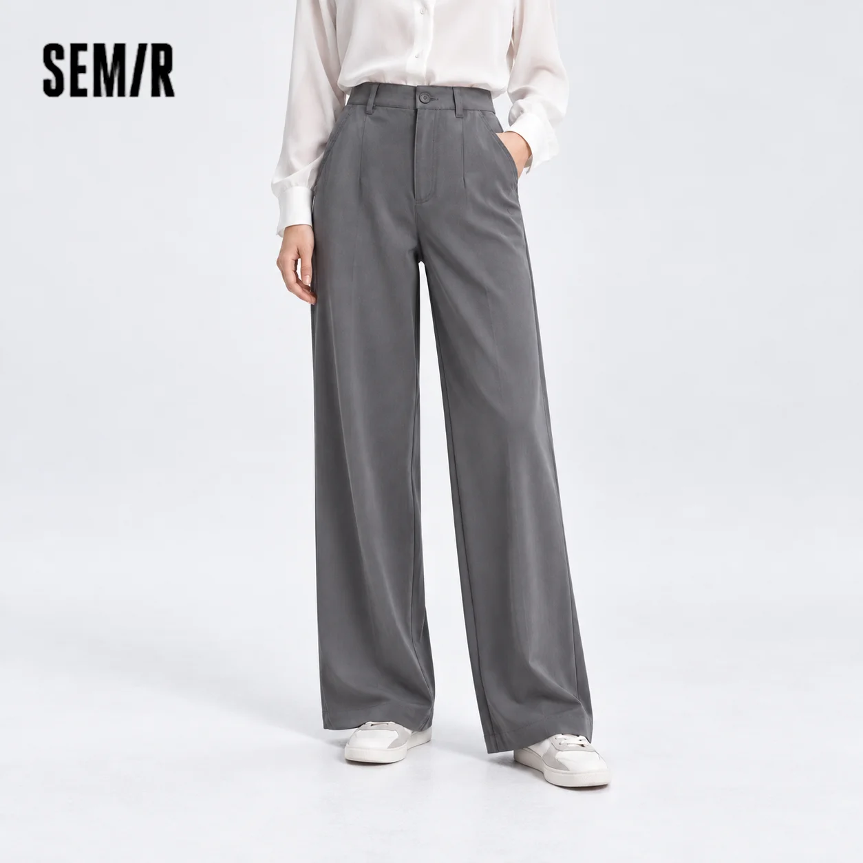 Semir Pants Women Distressed Loose Trousers 2025 New Autumn Brushed Split Curved Hem Casual