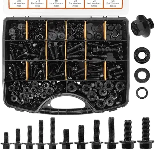 

384 Pcs Metric Bolt Kit M6-M10 Grade 10.9 Flange Bolts & Nuts Assortment