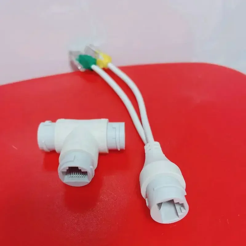 موصل RJ45 ثلاثي الاتجاهات لكاميرا الأمان تثبيت ناقل الحركة والكابلات، موصل كابلات الشبكة 2 في - 1، مقسم POE #1