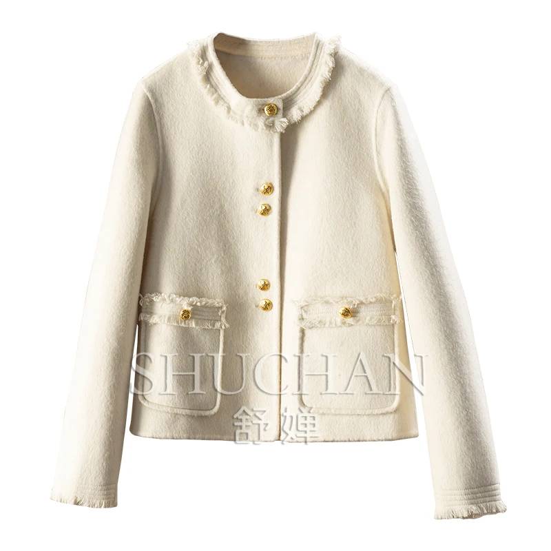 

Fashion Style, French Tencel Wool Cashmere Double-sided Woolen Short Coat Female 3Y07 Abrigos Mujer Invierno 2025