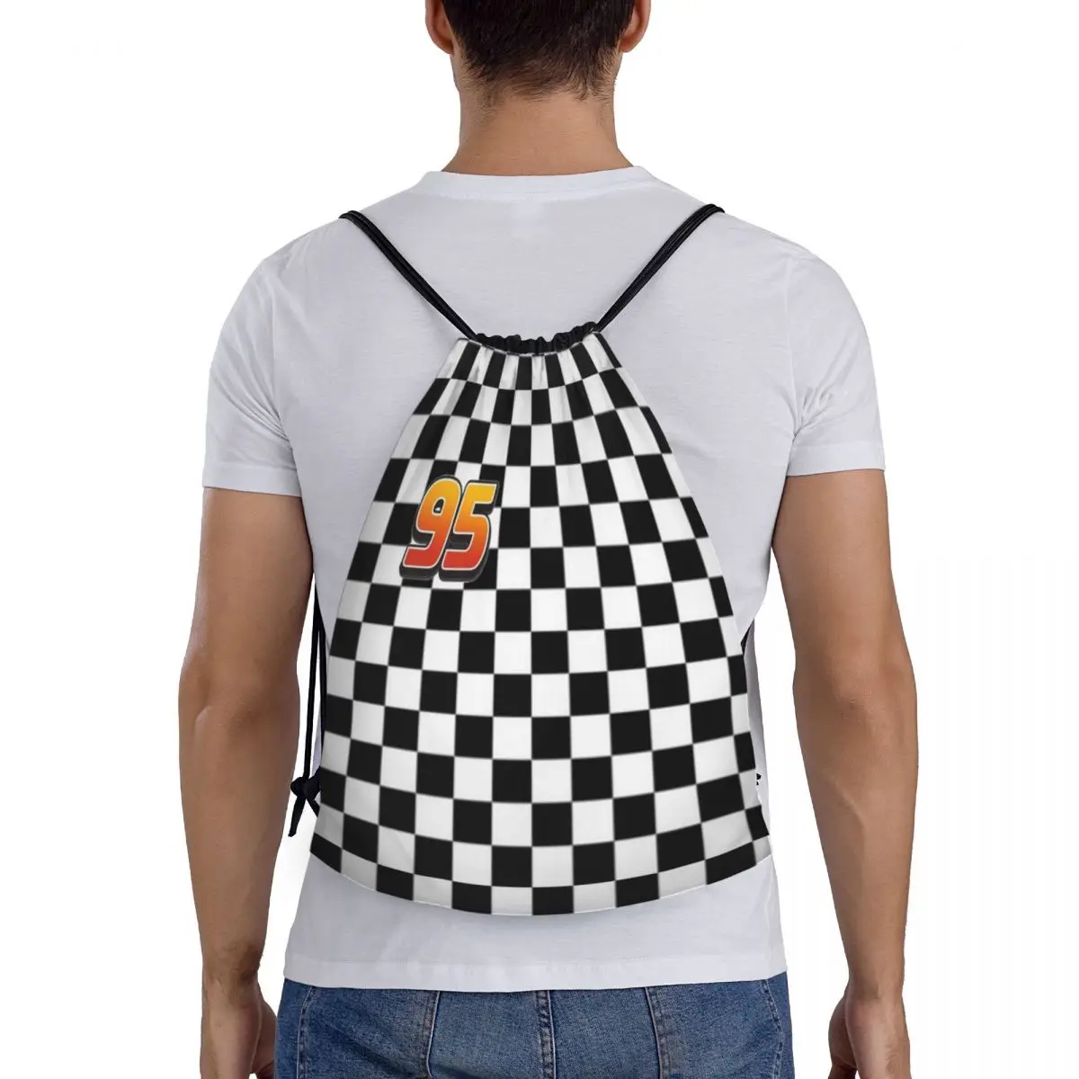 Custom Lightning McQueen 95 zaino con coulisse donna uomo palestra Sport Sackpack pieghevole borsa da allenamento per cartoni animati