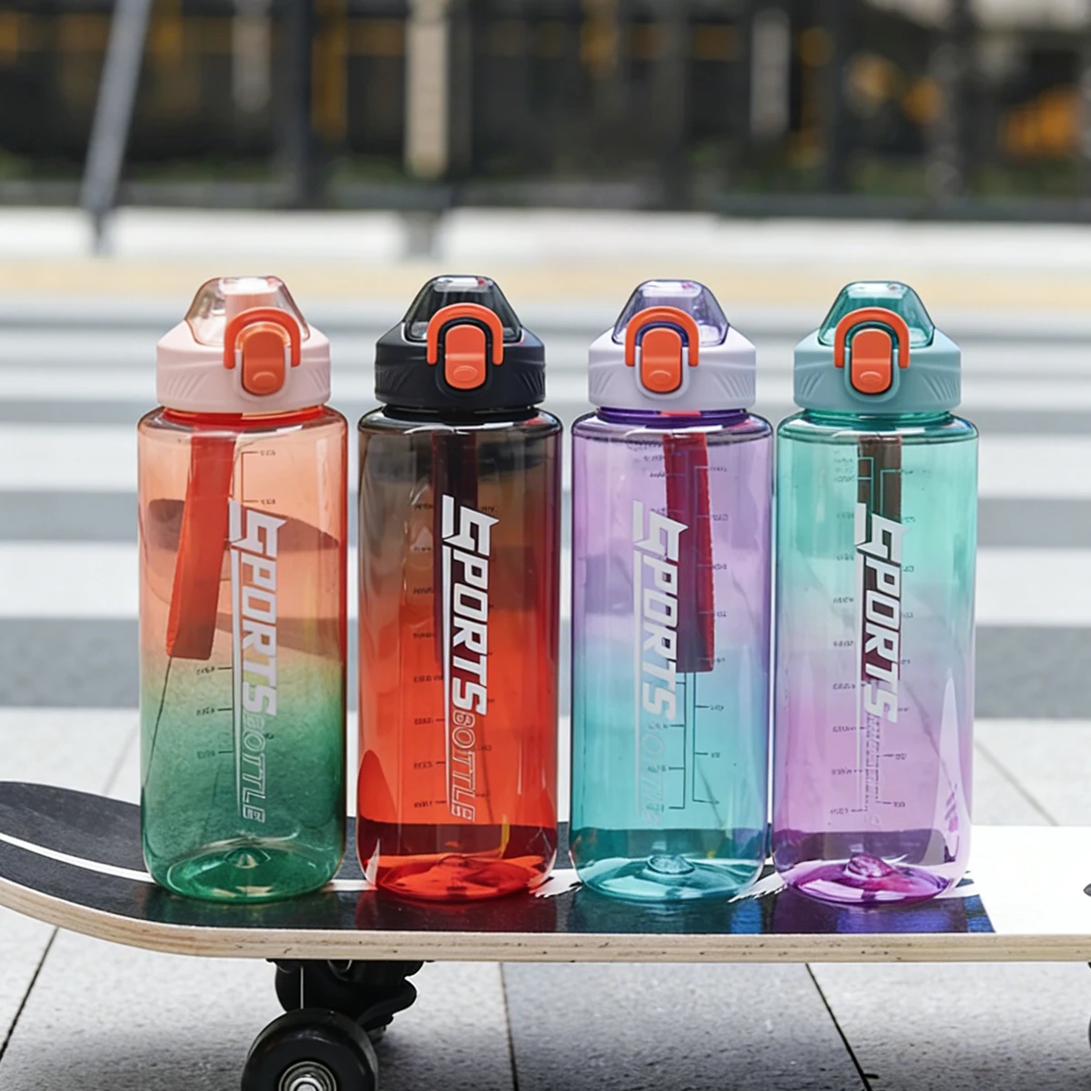 

1pc 100ml/32oz gradient sports plastic water bottle, suitable for fitness, outdoors, sports, holiday gifts, birthday