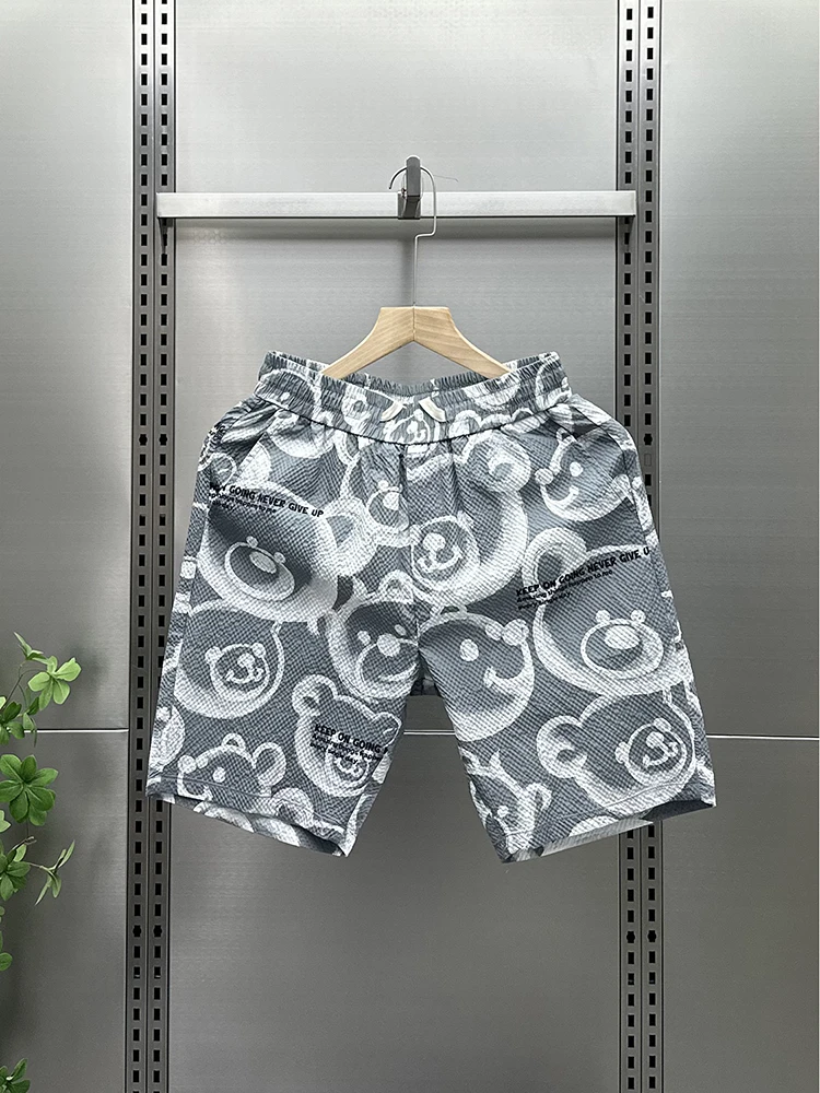 Cartoon Print Men's Shorts Fashion Trend Loose Outdoor Summer New Five-Point Shorts Breathable Quick-Dry Beach Short