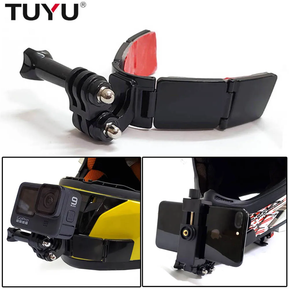 TUYU Full Face Helmet Chin Mount Holder for GoPro Hero 9 8 7 5Yi 4K Insta360 Camera Strap Flodable Front Chin Mount Accessories