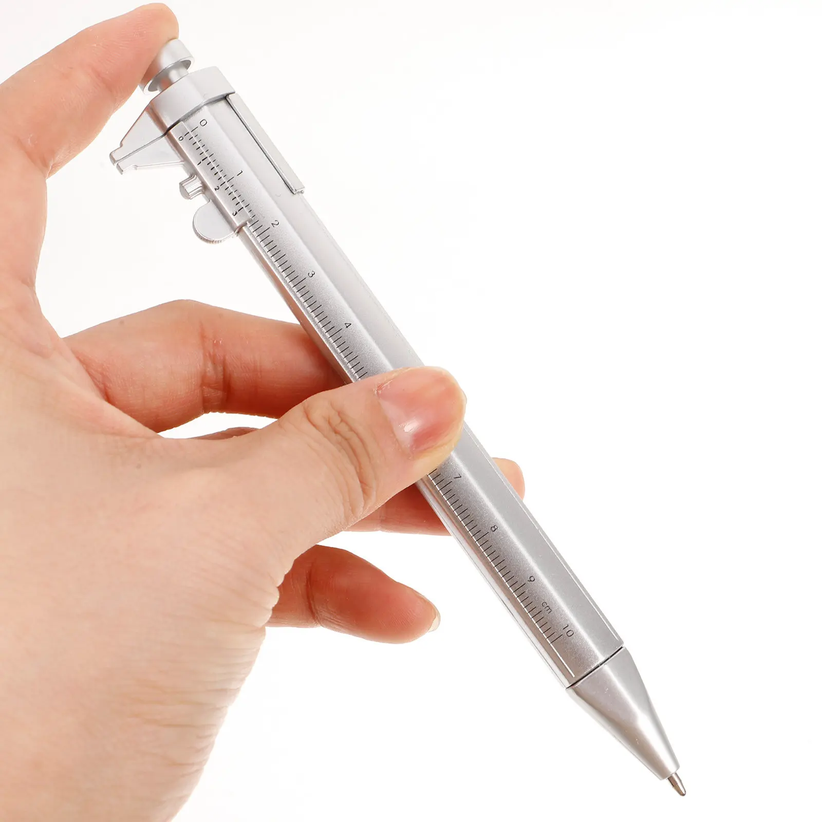 5 Pcs Vernier Calipers Ballpoint Pen Silver with Dial Ruler Smooth Writing Pens