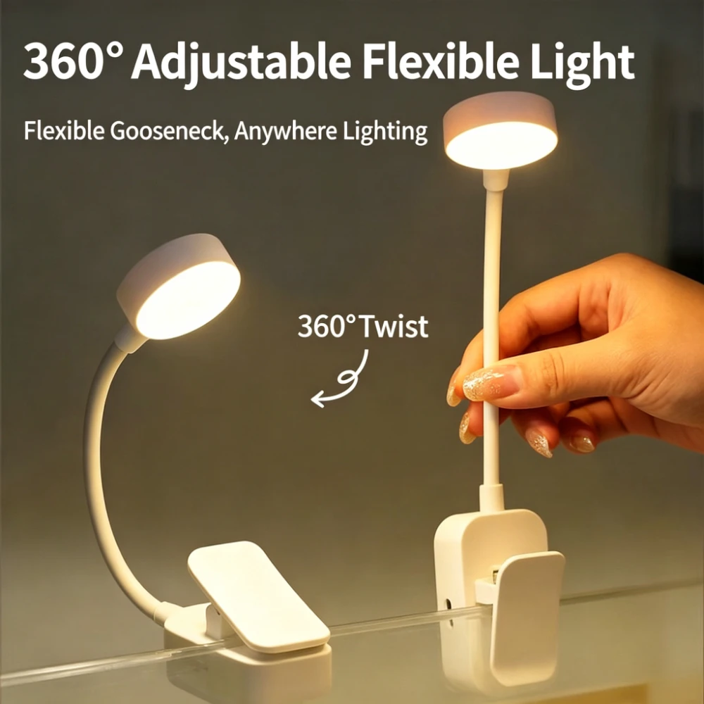 1pc USB Charging Adjustable Reading Light -3 Color Modes, Eye Protection LED, Portable Book Night Light, Office Study Supplies