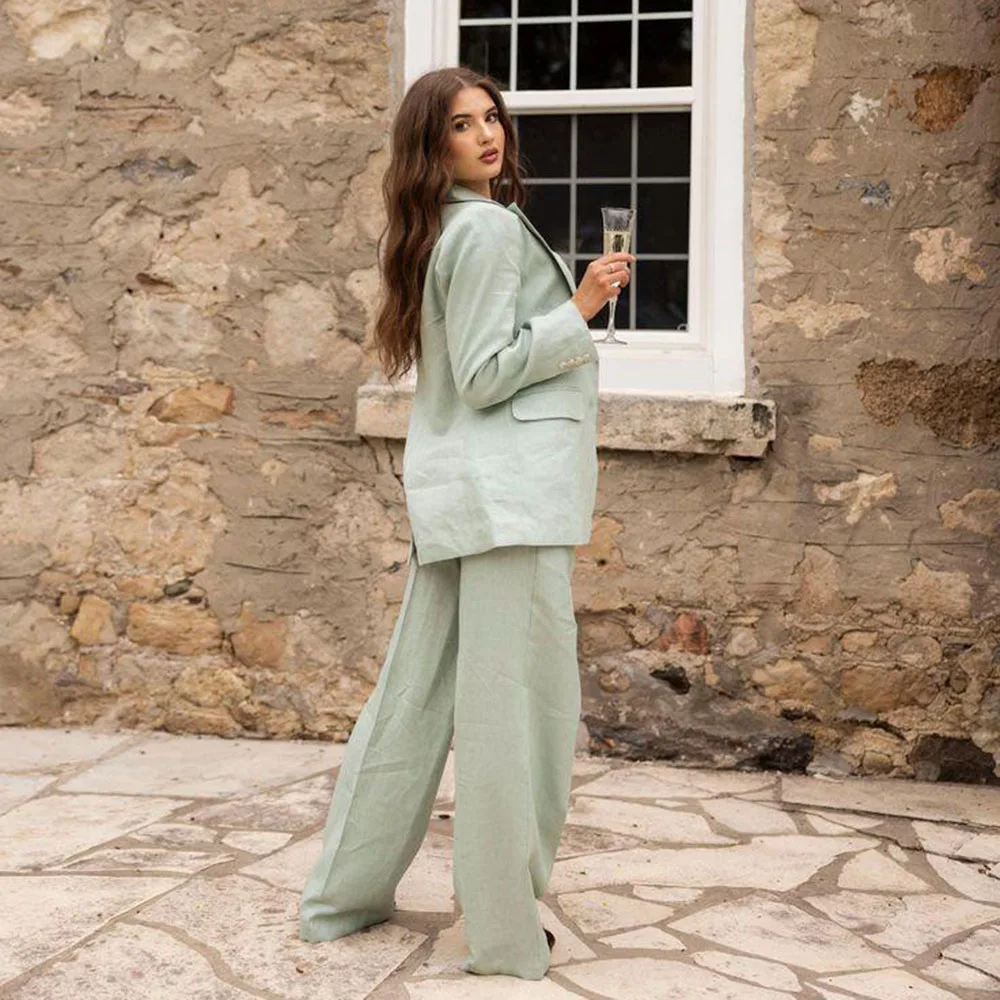 Light Green Women Suits High Quality Notch Collar 3 Pieces Jacket Pant Vest Formal Occasion Female Clothing Elegant 2025