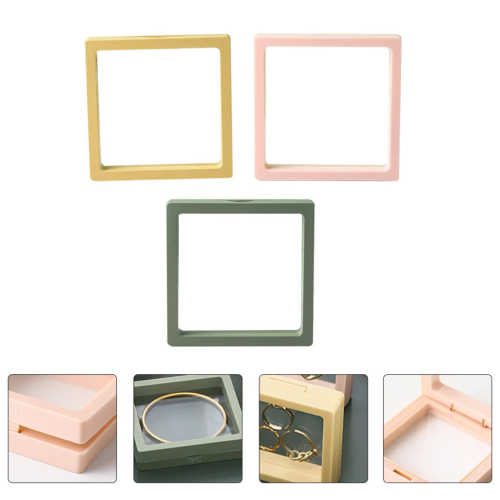

3pcs Pe Film Storage Box Transparent Jewelry Display Box Ring Earring Necklace Organizer Rack Jewelry Storage Container