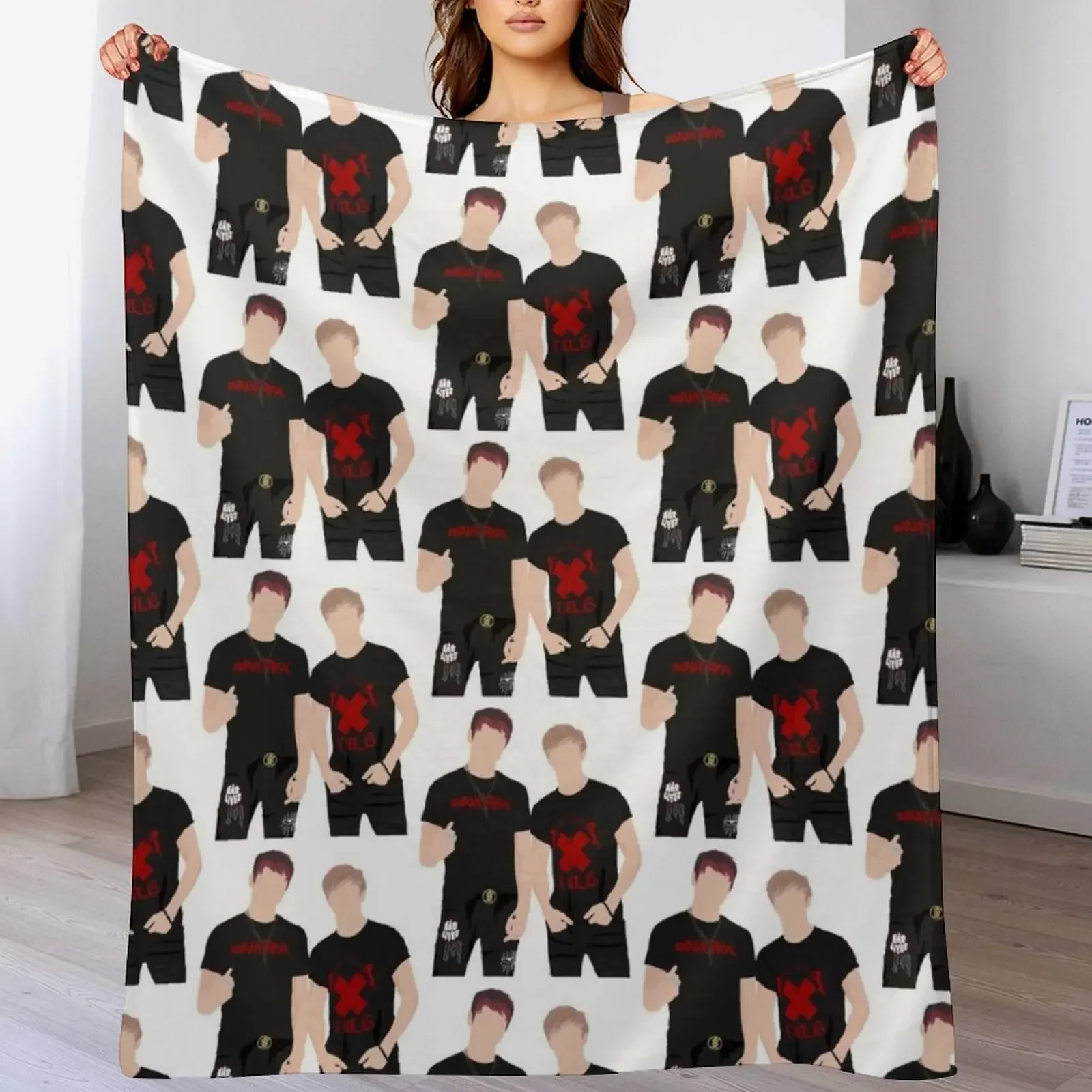 

Sam and Colby Throw Blanket Cute Soft Plush Plaid Single Thermals For Travel Blankets