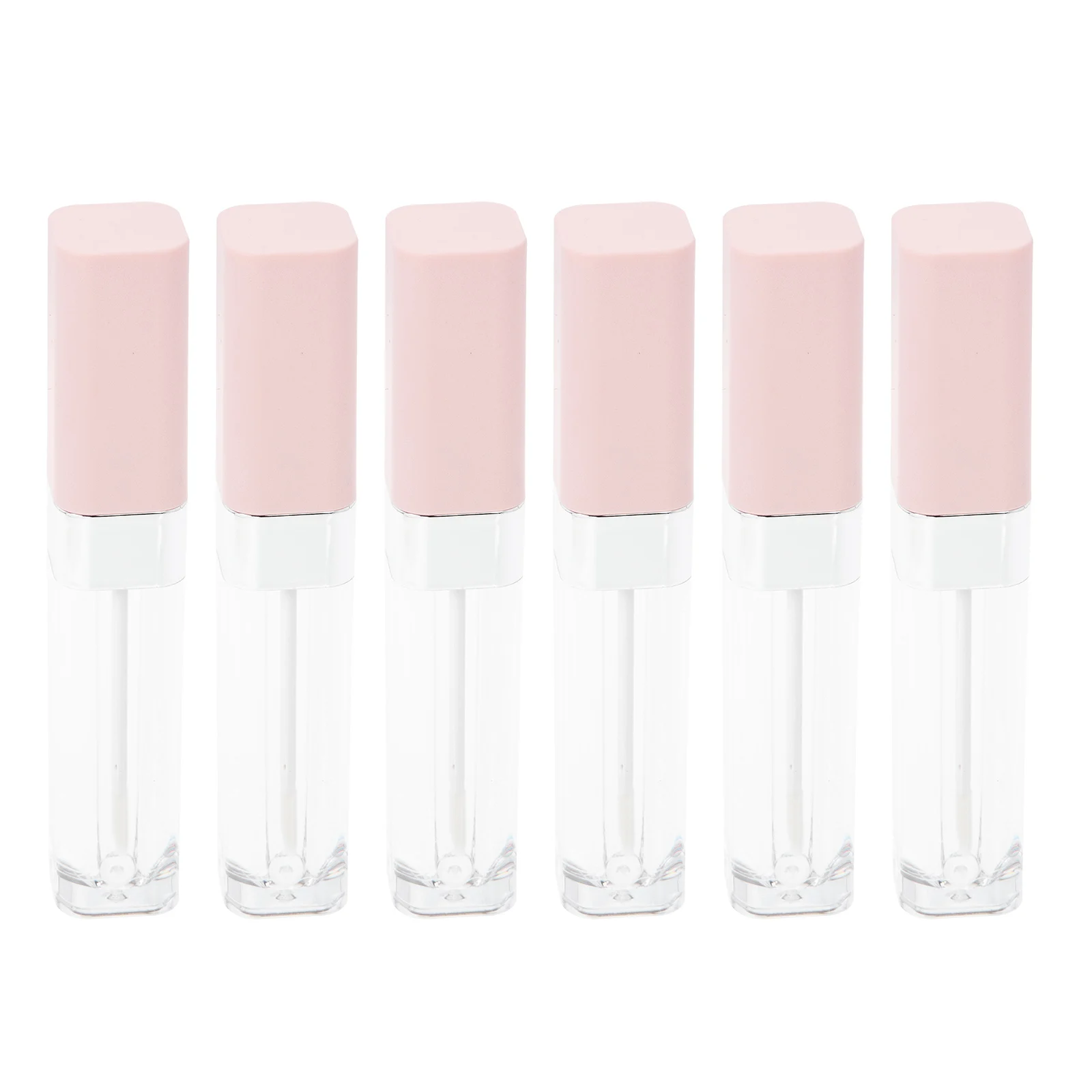 6pcs Square Lip Gloss Empty Tube Refillable Mascara Container ABS Lash Safe Durable Lightweight Transparent Body Easy
