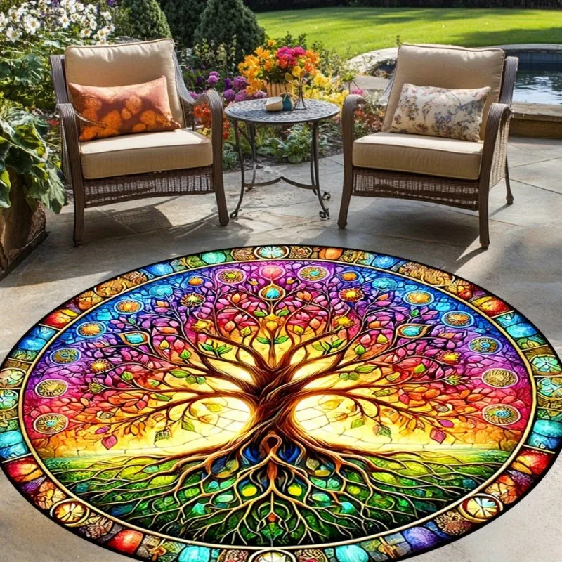 Runder Totenkopf-Pentagramm-Teppich, gotischer satanischer Teppich, rutschfeste Schlafzimmer-Bodenmatte, okkulte Dekoration, 2026