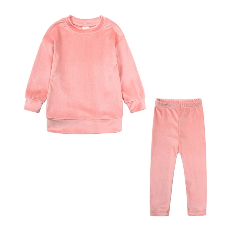 

Spring Autumn Children's Girls' Velvet Sports Suit Hoodie And Pants Stylish Baby Girls Two-Piece Set Casual Clothing