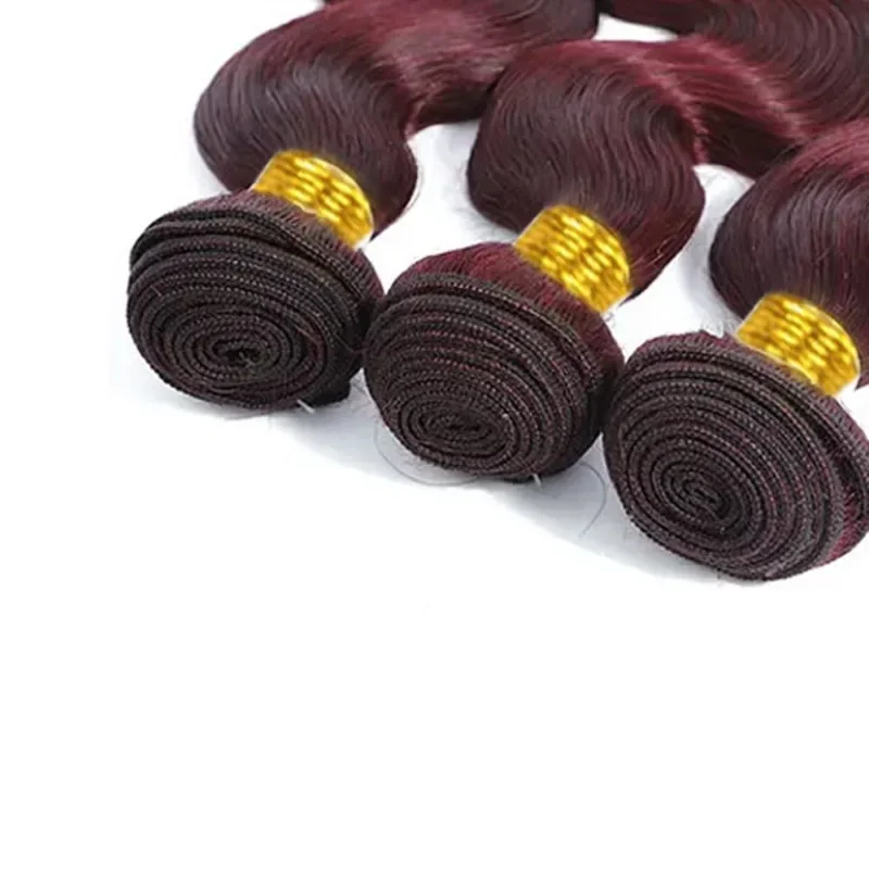 Fasci di capelli umani 12-26 pollici vino rosso fasci tessuto dei capelli dell'onda del corpo estensioni dei capelli umani brasiliani al 100% 1 pz/100 g 99J