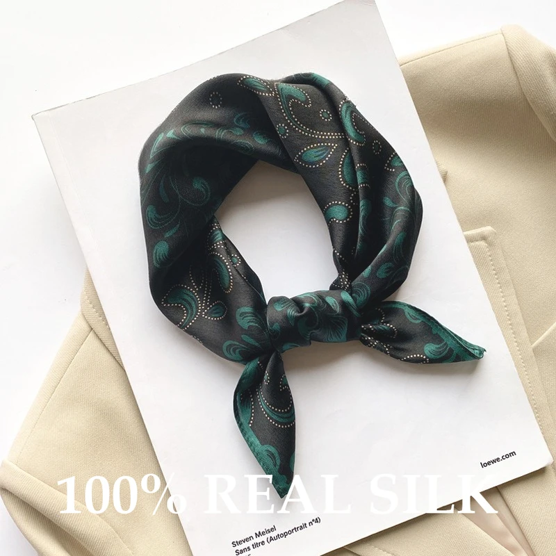 

Новый 100% натуральный шелковый шарф, женский элегантный ретро-высококачественный универсальный квадратный шарф, шаль, платок, бандана, хиджаб, Echarpe Bufanda