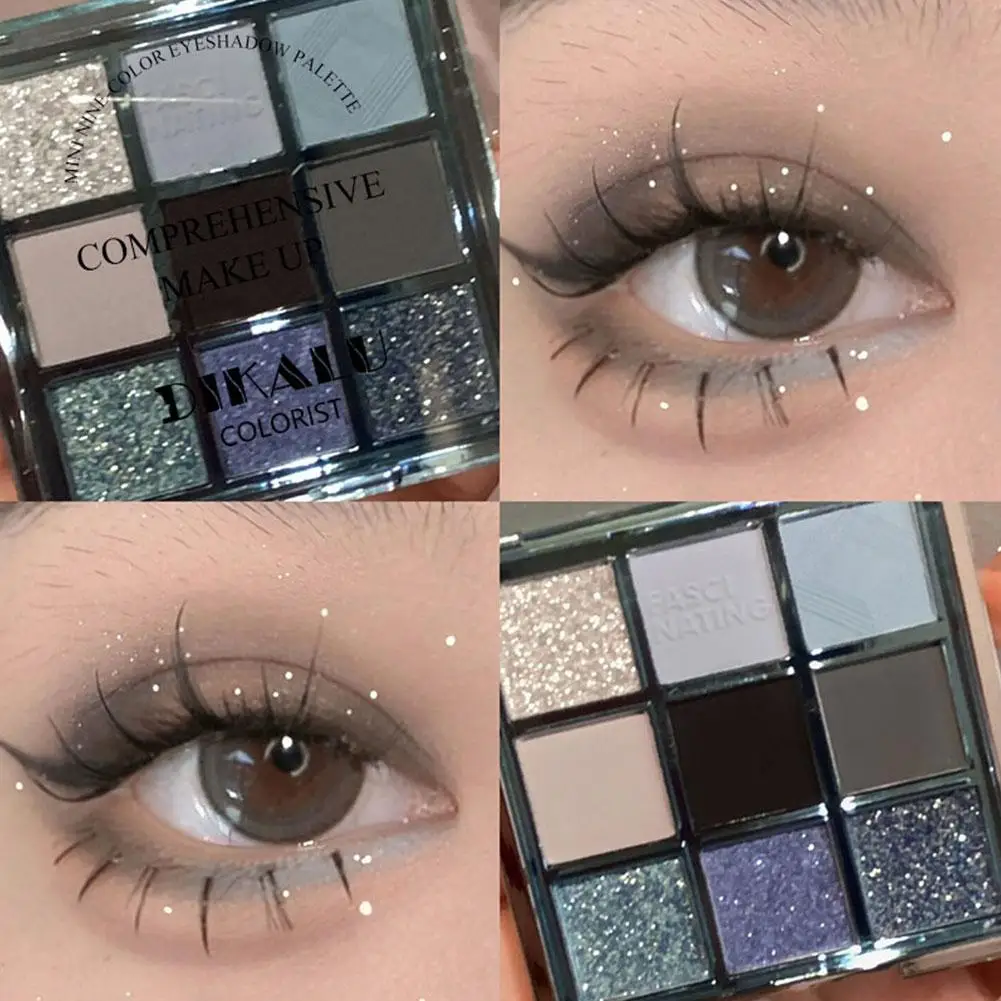 Blauw Negen-Vierkante Oogschaduw Palet Parelmoer Matte Duurzame Lange Smokey Waterdichte Make-Up Oogschaduw Glitter Oog S0h7