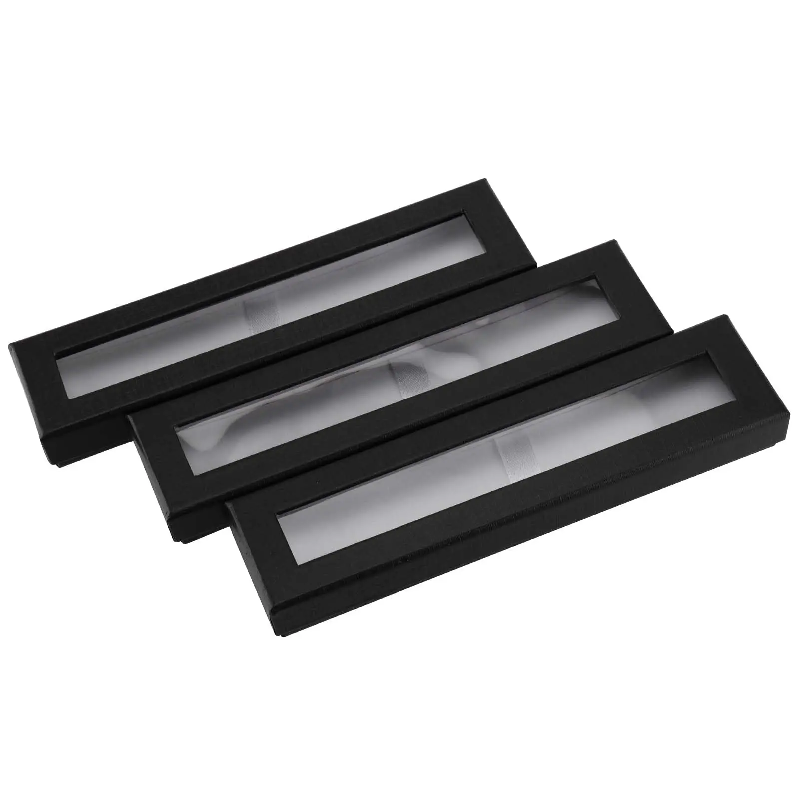 10-50pcs Black Empty Pen Gift Box Cardboard Pen Display Cases with Clear Window for Birthday Souvenir Office Supplies