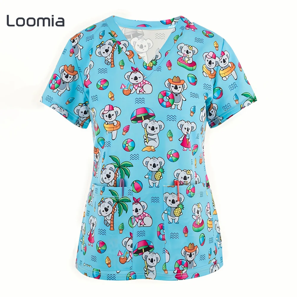 

Surgical Uniforms Woman Summer Clinical Uniform Woman V-Neck Scrubs Uniform Woman Casual Simple Medical Clothes New Fashon Tops