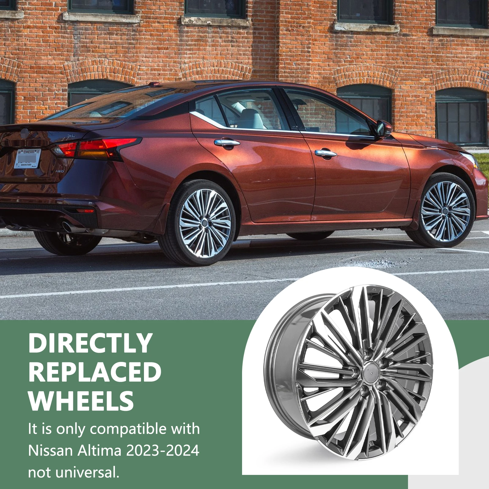 1PC 19X8 Zoll Aluminium Auto Räder Felgen Ersatz Radnabe Geeignet Für 2023-2024 Nissan Altima graue Räder