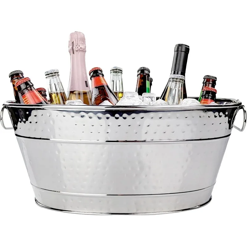 

Ванна для напитков из нержавеющей стали, 15 литров (4 галлона), устойчивая к ржавчине, овальная, многофункциональная, ведро для шампанского для принадлежностей для баров Mimosa,