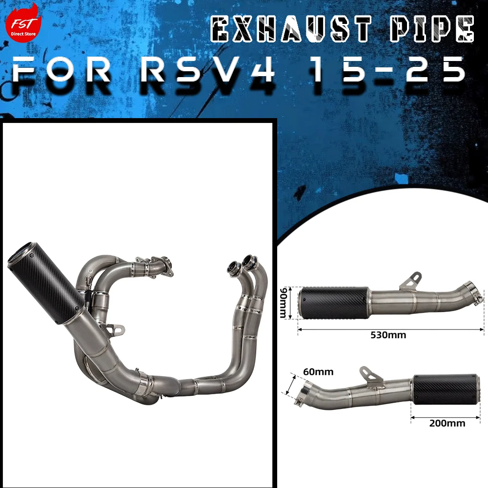 Titanium Header Pipe + Integrated SC Carbon Fiber Mid & Rear Exhaust for Motorcycle Modification, Fits RSV4 2015-2025