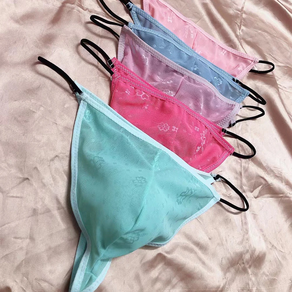 

Sexy Men Sheer Gay Pouch G String Bikini Briefs See Through Thongs Underwear For Hot Man Underpants Thin Summer Men's Panties