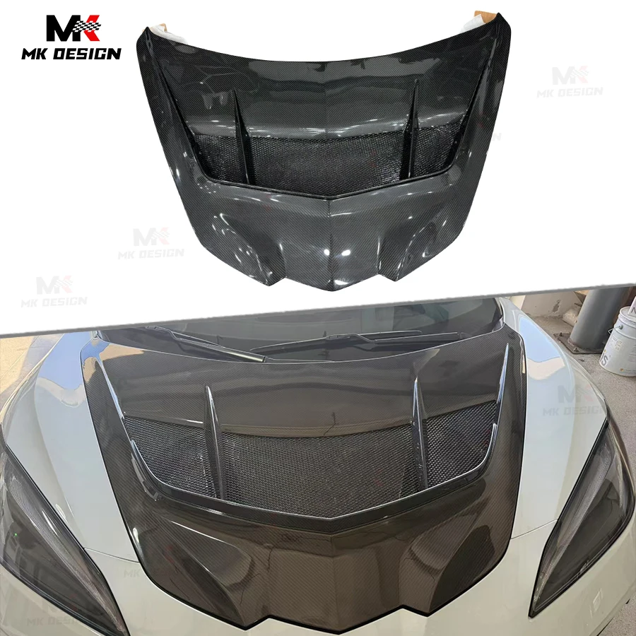 

Carbon Fiber ZR1 Style Front Engine Hood Bonnet Replacement for Chevrolet Corvette C8 Z06 Stingray 2020-2025 Front Hood Cover